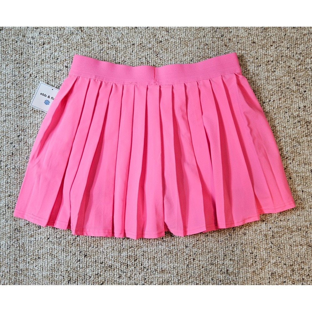 Ebb & Flow Pink Pleated Tennis Skort Built-in Shorts Athletic Skirt Large NWT